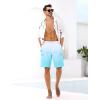 imageSILKWORLD Mens Swim Trunks with Compression Liner Quick Dry Bathing Suits 9 Inch Swimming Shorts with Cargo PocketsZ0 Gradient White Blue
