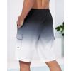 imageSILKWORLD Mens Swim Trunks with Compression Liner Quick Dry Bathing Suits 9 Inch Swimming Shorts with Cargo PocketsZ0 Grey Gradient