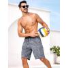 imageSILKWORLD Mens Swim Trunks with Compression Liner Quick Dry Bathing Suits 9 Inch Swimming Shorts with Cargo PocketsZ0 Grey Leaf