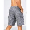 imageSILKWORLD Mens Swim Trunks with Compression Liner Quick Dry Bathing Suits 9 Inch Swimming Shorts with Cargo PocketsZ0 Grey Leaf