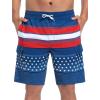 imageSILKWORLD Mens Swim Trunks with Compression Liner Quick Dry Bathing Suits 9 Inch Swimming Shorts with Cargo PocketsZ0 Us Flag Blue Red White