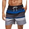 imageSILKWORLD Mens Swim Trunks Quick Dry Shorts with PocketsBlackBlueGrey Stripes1