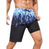 imageSILKWORLD Mens Swim Trunks with Compression Liner Quick Dry 9quot Bathing Suit Summer Beach Swimming Shorts with Zip PocketsGradientblueblack