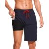 imageSILKWORLD Mens Swim Trunks with Compression Liner Quick Dry Bathing Suits 9 Inch Swimming Shorts with Cargo PocketsA1 Navy