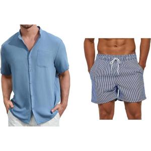 imageSILKWORLD Mens Short Sets 2 Piece Outfits