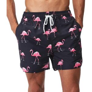 imageSILKWORLD Mens Swim Trunks Quick Dry Shorts with PocketsApink FlamingoBlack