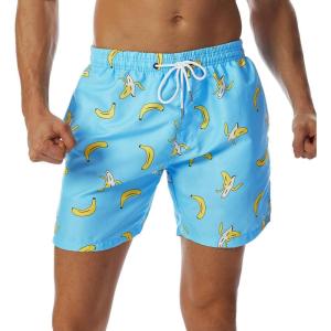 imageSILKWORLD Mens Swim Trunks Quick Dry Shorts with PocketsBbananaBlue