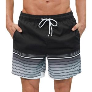 imageSILKWORLD Mens Swim Trunks Quick Dry Shorts with PocketsBhw Stripes