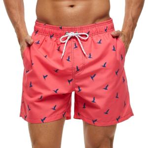 imageSILKWORLD Mens Swim Trunks Quick Dry Shorts with PocketsBirdSalmon