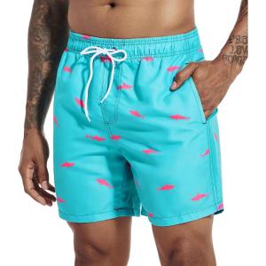 imageSILKWORLD Mens Swim Trunks Quick Dry Shorts with PocketsPink Fishblue