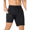imageSILKWORLD Mens Swim Trunks Quick Dry Bathing Suit Board Swimming Shorts with Zipper Pockets and Compression LinerAll Black