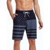 imageSILKWORLD Mens Swim Trunks Quick Dry Bathing Suit Board Swimming Shorts with Zipper Pockets and Compression LinerAmerican Flagblack