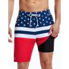 imageSILKWORLD Mens Swim Trunks Quick Dry Bathing Suit Board Swimming Shorts with Zipper Pockets and Compression LinerAmerican Flagred