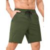 imageSILKWORLD Mens Swim Trunks Quick Dry Bathing Suit Board Swimming Shorts with Zipper Pockets and Compression LinerArmy Greenwith Gray Liner