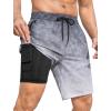 imageSILKWORLD Mens Swim Trunks Quick Dry Bathing Suit Board Swimming Shorts with Zipper Pockets and Compression LinerBlack White Leaves