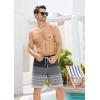 imageSILKWORLD Mens Swim Trunks Quick Dry Bathing Suit Board Swimming Shorts with Zipper Pockets and Compression LinerBlackwhite Pinstripes