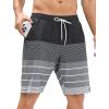 imageSILKWORLD Mens Swim Trunks Quick Dry Bathing Suit Board Swimming Shorts with Zipper Pockets and Compression LinerBlackwhite Pinstripes