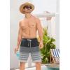 imageSILKWORLD Mens Swim Trunks Quick Dry Bathing Suit Board Swimming Shorts with Zipper Pockets and Compression LinerBlackwhite Pinstripes