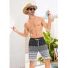 imageSILKWORLD Mens Swim Trunks Quick Dry Bathing Suit Board Swimming Shorts with Zipper Pockets and Compression LinerBlackwhite Pinstripes