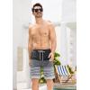 imageSILKWORLD Mens Swim Trunks Quick Dry Bathing Suit Board Swimming Shorts with Zipper Pockets and Compression LinerBlackwhite Pinstripes