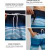 imageSILKWORLD Mens Swim Trunks Quick Dry Bathing Suit Board Swimming Shorts with Zipper Pockets and Compression LinerBlue and White Stripes