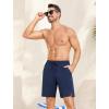 imageSILKWORLD Mens Swim Trunks Quick Dry Bathing Suit Board Swimming Shorts with Zipper Pockets and Compression LinerDark Blue
