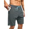 imageSILKWORLD Mens Swim Trunks Quick Dry Bathing Suit Board Swimming Shorts with Zipper Pockets and Compression LinerDark Grey