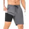 imageSILKWORLD Mens Swim Trunks Quick Dry Bathing Suit Board Swimming Shorts with Zipper Pockets and Compression LinerDark Greywith Black Liner
