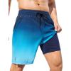 imageSILKWORLD Mens Swim Trunks Quick Dry Bathing Suit Board Swimming Shorts with Zipper Pockets and Compression LinerGradientblue Color Blue Gradient