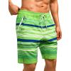 imageSILKWORLD Mens Swim Trunks Quick Dry Bathing Suit Board Swimming Shorts with Zipper Pockets and Compression LinerGreenblue Stripes