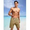 imageSILKWORLD Mens Swim Trunks Quick Dry Bathing Suit Board Swimming Shorts with Zipper Pockets and Compression LinerKhaki