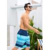 imageSILKWORLD Mens Swim Trunks Quick Dry Bathing Suit Board Swimming Shorts with Zipper Pockets and Compression LinerNavy Blue Pinstripes