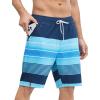 imageSILKWORLD Mens Swim Trunks Quick Dry Bathing Suit Board Swimming Shorts with Zipper Pockets and Compression LinerNavy Blue Pinstripes