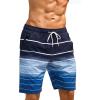 imageSILKWORLD Mens Swim Trunks Quick Dry Bathing Suit Board Swimming Shorts with Zipper Pockets and Compression LinerNavy Blue Stripes
