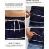 imageSILKWORLD Mens Swim Trunks Quick Dry Bathing Suit Board Swimming Shorts with Zipper Pockets and Compression LinerNavy Blue Stripes
