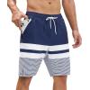imageSILKWORLD Mens Swim Trunks Quick Dry Bathing Suit Board Swimming Shorts with Zipper Pockets and Compression LinerNavywhite Stripes