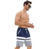 imageSILKWORLD Mens Swim Trunks Quick Dry Bathing Suit Board Swimming Shorts with Zipper Pockets and Compression LinerNavywhite Stripes