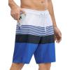 imageSILKWORLD Mens Swim Trunks Quick Dry Bathing Suit Board Swimming Shorts with Zipper Pockets and Compression LinerWhiteblue Stripes