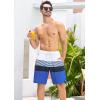 imageSILKWORLD Mens Swim Trunks Quick Dry Bathing Suit Board Swimming Shorts with Zipper Pockets and Compression LinerWhiteblue Stripes