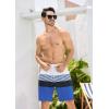 imageSILKWORLD Mens Swim Trunks Quick Dry Bathing Suit Board Swimming Shorts with Zipper Pockets and Compression LinerWhiteblue Stripes
