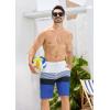 imageSILKWORLD Mens Swim Trunks Quick Dry Bathing Suit Board Swimming Shorts with Zipper Pockets and Compression LinerWhiteblue Stripes