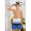 imageSILKWORLD Mens Swim Trunks Quick Dry Bathing Suit Board Swimming Shorts with Zipper Pockets and Compression LinerWhiteblue Stripes
