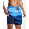 imageSILKWORLD Mens Swim Trunks Quick Dry Compression Liner 2 in 1 Shorts Men SwimsuitBlue Gradient Stripe