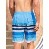 imageSILKWORLD Mens Swim Trunks Quick Dry Compression Liner 2 in 1 Shorts Men SwimsuitBlue White Stripes