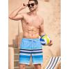 imageSILKWORLD Mens Swim Trunks Quick Dry Compression Liner 2 in 1 Shorts Men SwimsuitBlue White Stripes