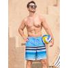 imageSILKWORLD Mens Swim Trunks Quick Dry Compression Liner 2 in 1 Shorts Men SwimsuitBlue White Stripes