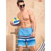 imageSILKWORLD Mens Swim Trunks Quick Dry Compression Liner 2 in 1 Shorts Men SwimsuitBlue White Stripes