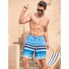 imageSILKWORLD Mens Swim Trunks Quick Dry Compression Liner 2 in 1 Shorts Men SwimsuitBlue White Stripes