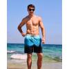 imageSILKWORLD Mens Swim Trunks Quick Dry Compression Liner 2 in 1 Shorts Men SwimsuitGradient Stripegreen  Blue