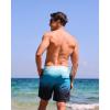 imageSILKWORLD Mens Swim Trunks Quick Dry Compression Liner 2 in 1 Shorts Men SwimsuitGradient Stripegreen  Blue